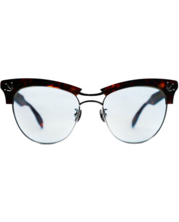 IVY / Dark Red Brown Demi x Silver / Light Blue Lens